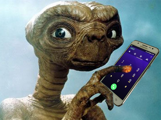 E.T. on his mobile